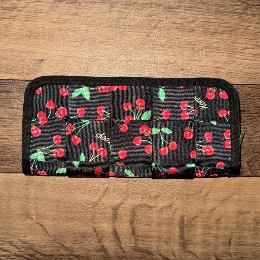 Harveys Black and Red Cherry Clutch Wallet EUC